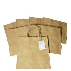 Set of 7 Burlap Jute Tote Bags 12x12x8 Wedding Welcome Gift Favor Bags